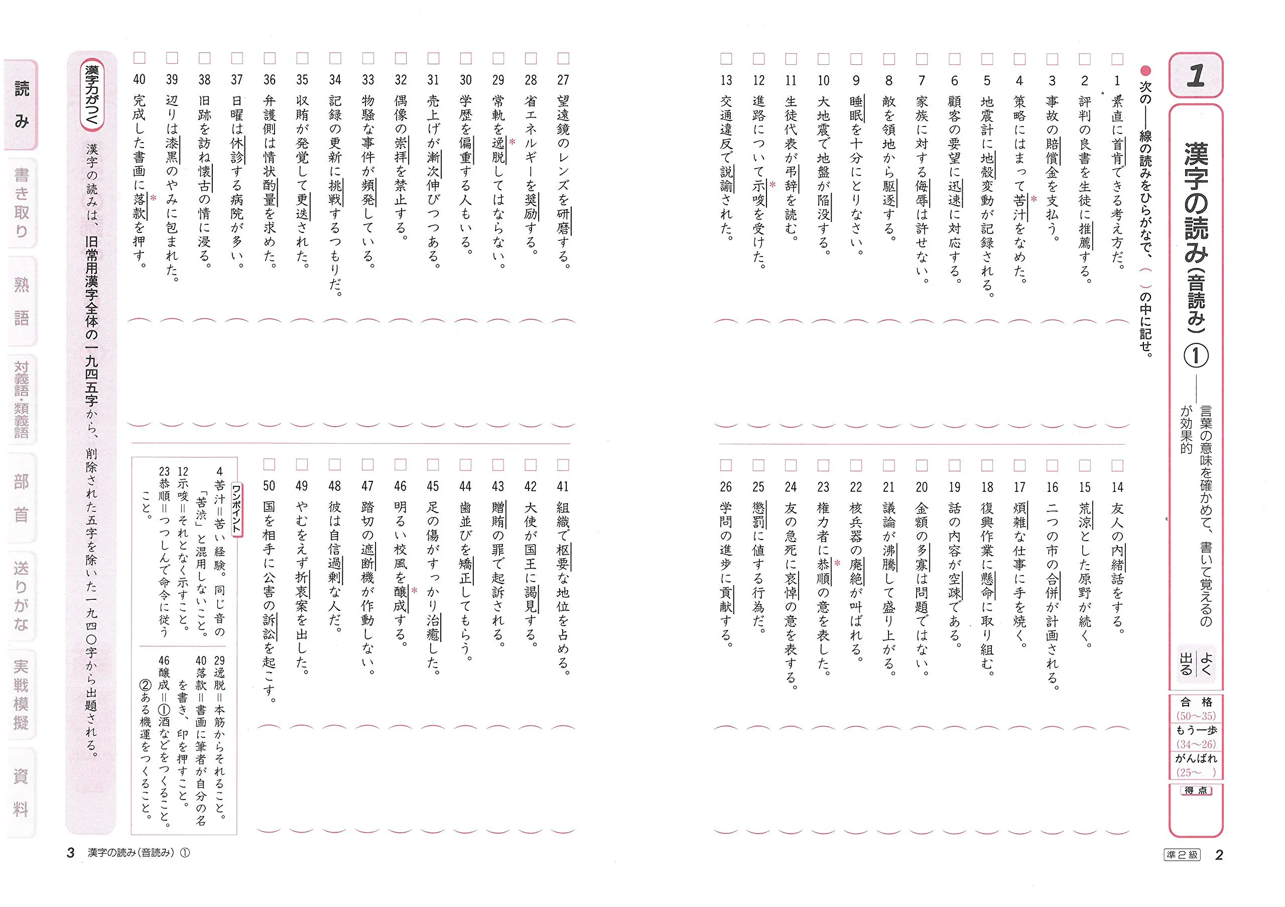 漢字検定トレーニングノート準2級 漢字検定 資格を目指す方 馬のマークの増進堂 受験研究社